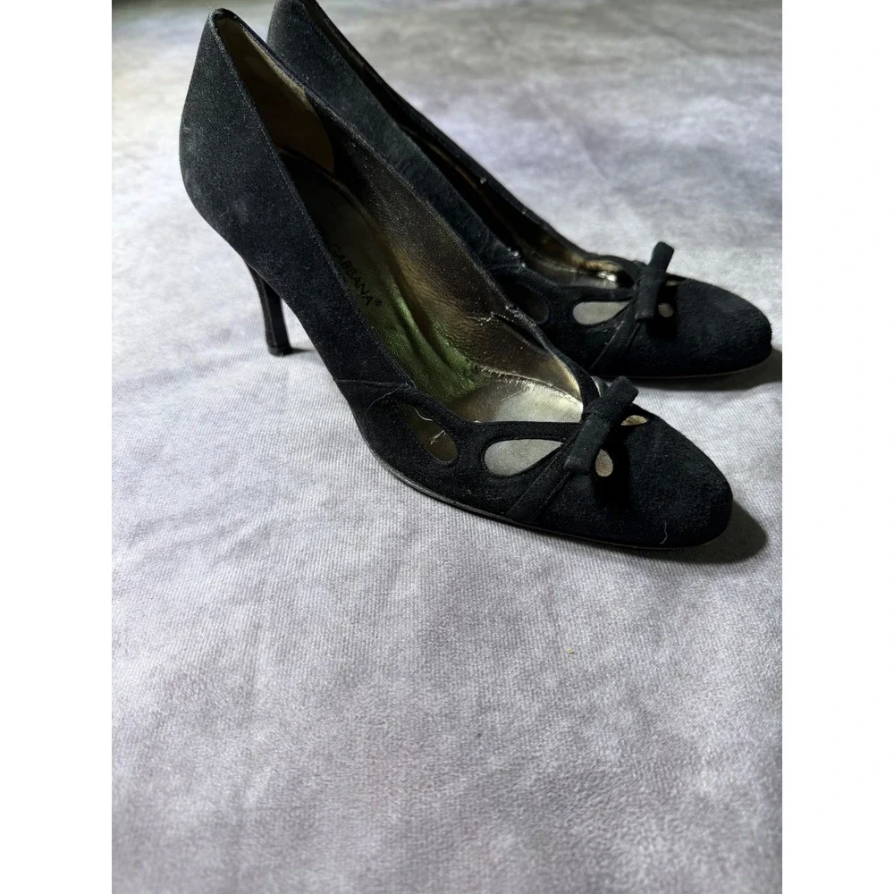 Dolce & Gabbana Black Suede Bow Cut-Out Pumps Stiletto Heels Made in Italy 38